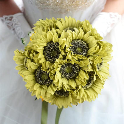 Multicolor Artificial Sunflower Flowers Long Stem Large Silk Sunflowers Bridal Wedding Bouquet 6pcs Fake Yellow Flower Arrangements for Outdoor