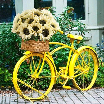 Multicolor Artificial Sunflower Flowers Long Stem Large Silk Sunflowers Bridal Wedding Bouquet 6pcs Fake Yellow Flower Arrangements for Outdoor