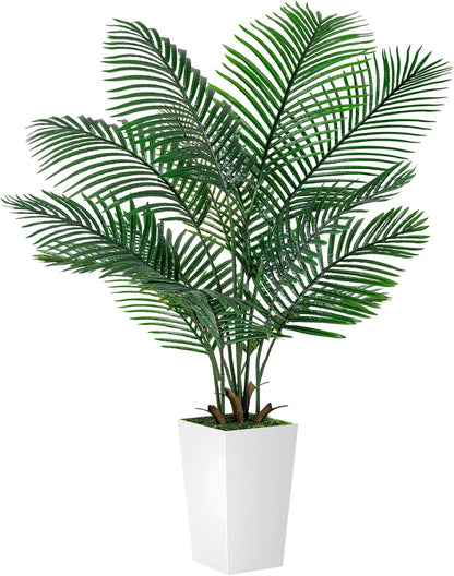 VIVATREES Palm Tree 6FT Artificial, 72in Tall Faux Palm Tree with 15.7 White Planter, Fake Potted Tree for Indoor & Outdoor Home Office Decor