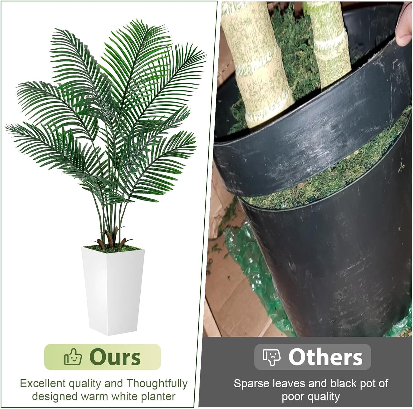 VIVATREES Palm Tree 6FT Artificial, 72in Tall Faux Palm Tree with 15.7 White Planter, Fake Potted Tree for Indoor & Outdoor Home Office Decor