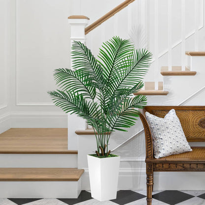 VIVATREES Palm Tree 6FT Artificial, 72in Tall Faux Palm Tree with 15.7 White Planter, Fake Potted Tree for Indoor & Outdoor Home Office Decor