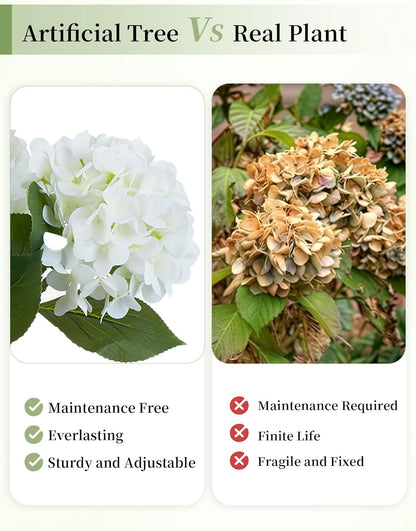 5ft White Hydrangea Artificial Trees for Front Porch Planters | With Pot, Pet Friendly, Real Touch Hydrangeas Flower Tree Plant for Outdoor, Home, Patio, Entrance, Indoor Decor, Easy to Use