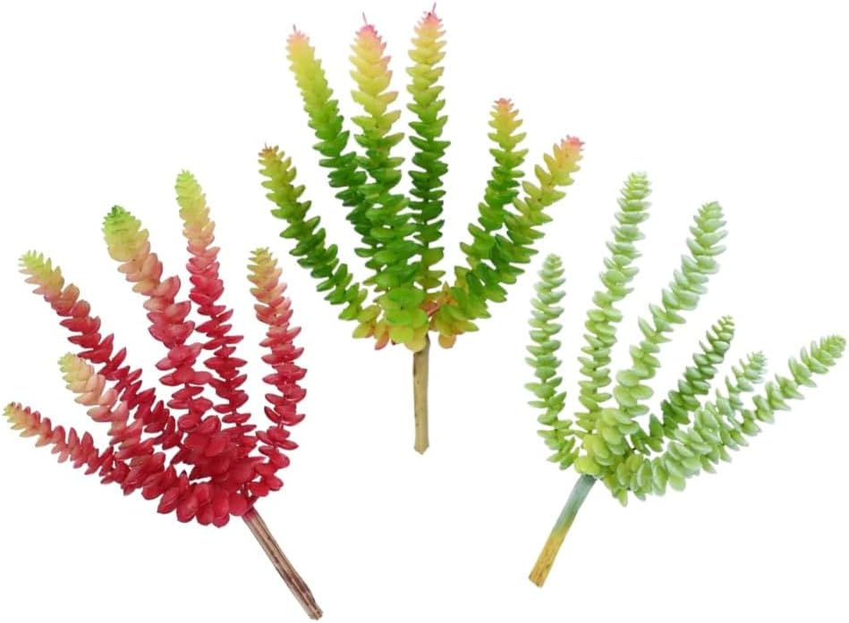 3 Pieces Artificial Cactus Plants Outdoor,Mini Fake Succulents,Plastic Plant Mini Cactus Christmas Tree for Bathroom Decorations,Kitchen Bouquet Garden & Outdoor Home Décor (Wispy)