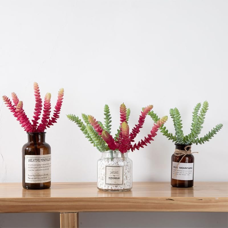 3 Pieces Artificial Cactus Plants Outdoor,Mini Fake Succulents,Plastic Plant Mini Cactus Christmas Tree for Bathroom Decorations,Kitchen Bouquet Garden & Outdoor Home Décor (Wispy)