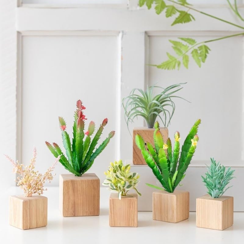 3 Pieces Artificial Cactus Plants Outdoor,Mini Fake Succulents,Plastic Plant Mini Cactus Christmas Tree for Bathroom Decorations,Kitchen Bouquet Garden & Outdoor Home Décor (Wispy)