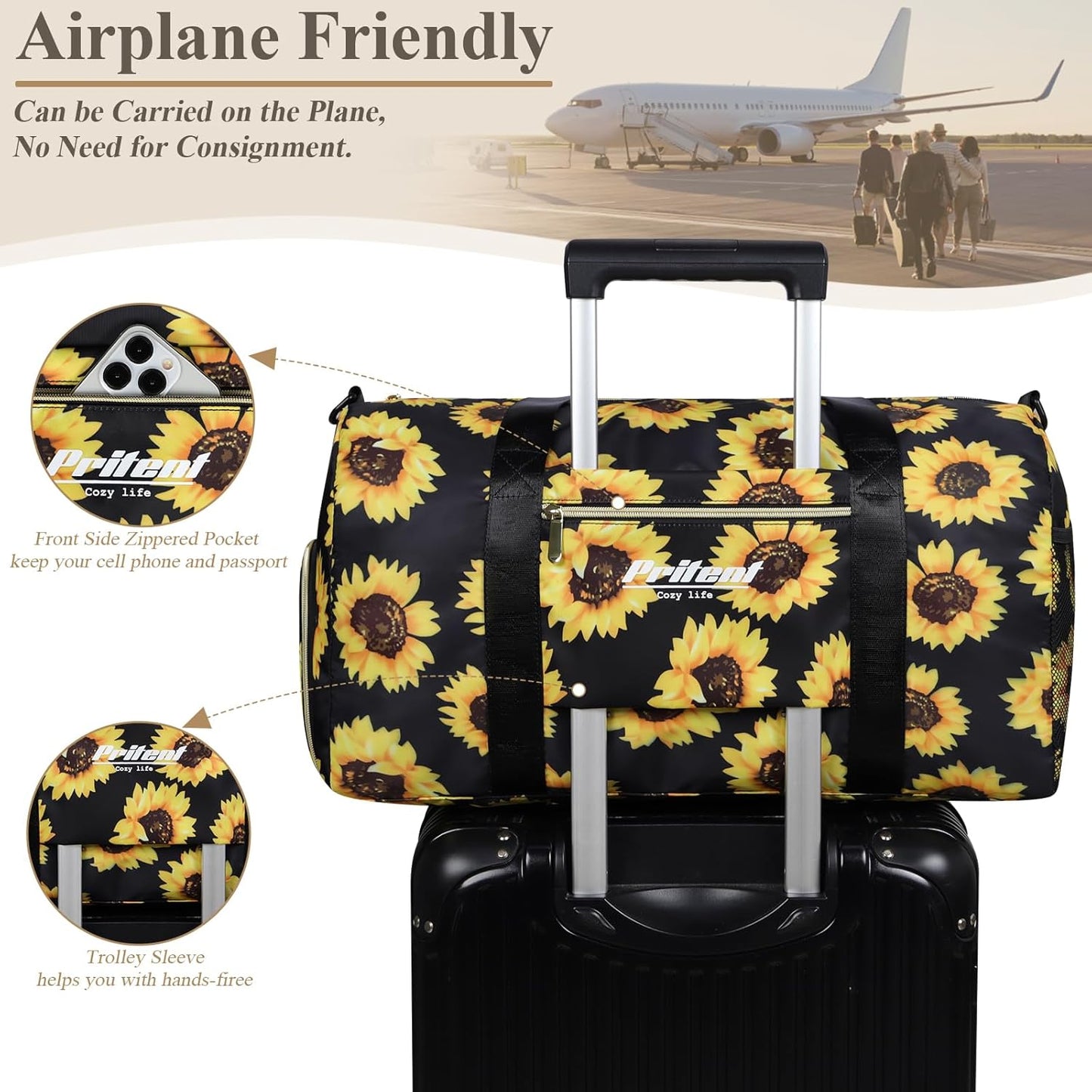 Gym Bag for Women with Shoe Compartment, Sport Gym Tote Bags Travel Duffle Bag for Hospital Yoga Maternity