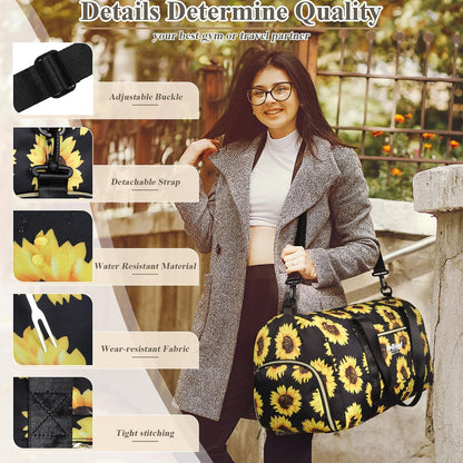 Gym Bag for Women with Shoe Compartment, Sport Gym Tote Bags Travel Duffle Bag for Hospital Yoga Maternity