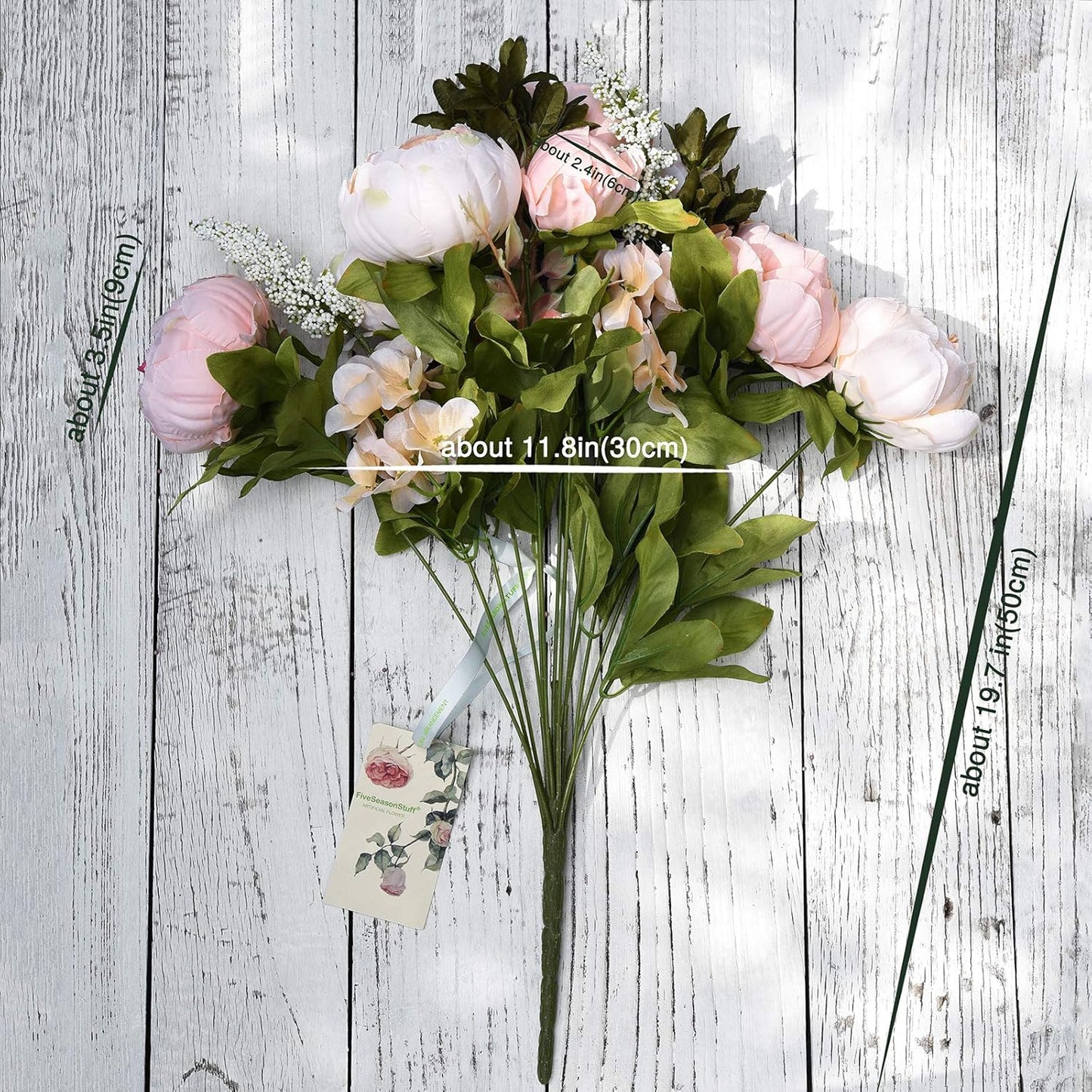 Artificial Peony Bouquets, 2 Silk Flower Bundles in Peach, Coral, Cream & Burgundy with Hydrangeas for Wedding Centerpieces & Home Decor (Country Delightful)