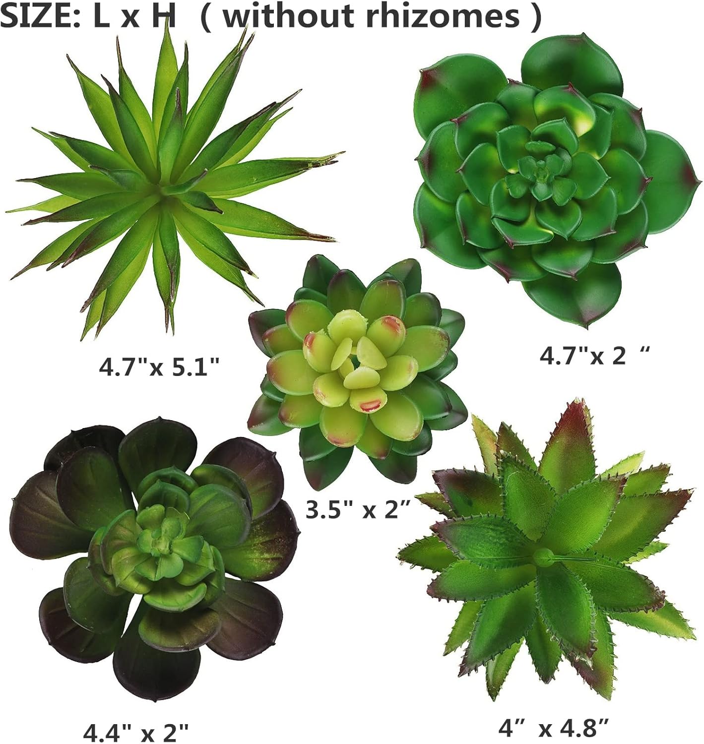 5 Pcs Faux Succulents Set, Realistic Fake Succulents, Artificial Hanging Ornaments Fleshed Plant Textured for Home Garden Wedding Party Spring Decoration (Green)