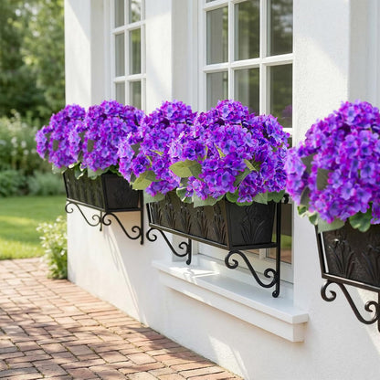 Daynight 4 Pcs Hydrangea Artificial Flowers Outdoor Silk Bouquets, UV Resistant Faux Hydrangeas Flowers for Table Vase Centerpieces Outside Party Wedding Baby Shower Home Outdoor Decor (4, White)