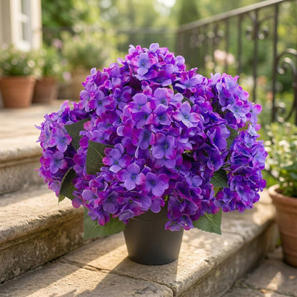 Daynight 4 Pcs Hydrangea Artificial Flowers Outdoor Silk Bouquets, UV Resistant Faux Hydrangeas Flowers for Table Vase Centerpieces Outside Party Wedding Baby Shower Home Outdoor Decor (4, White)