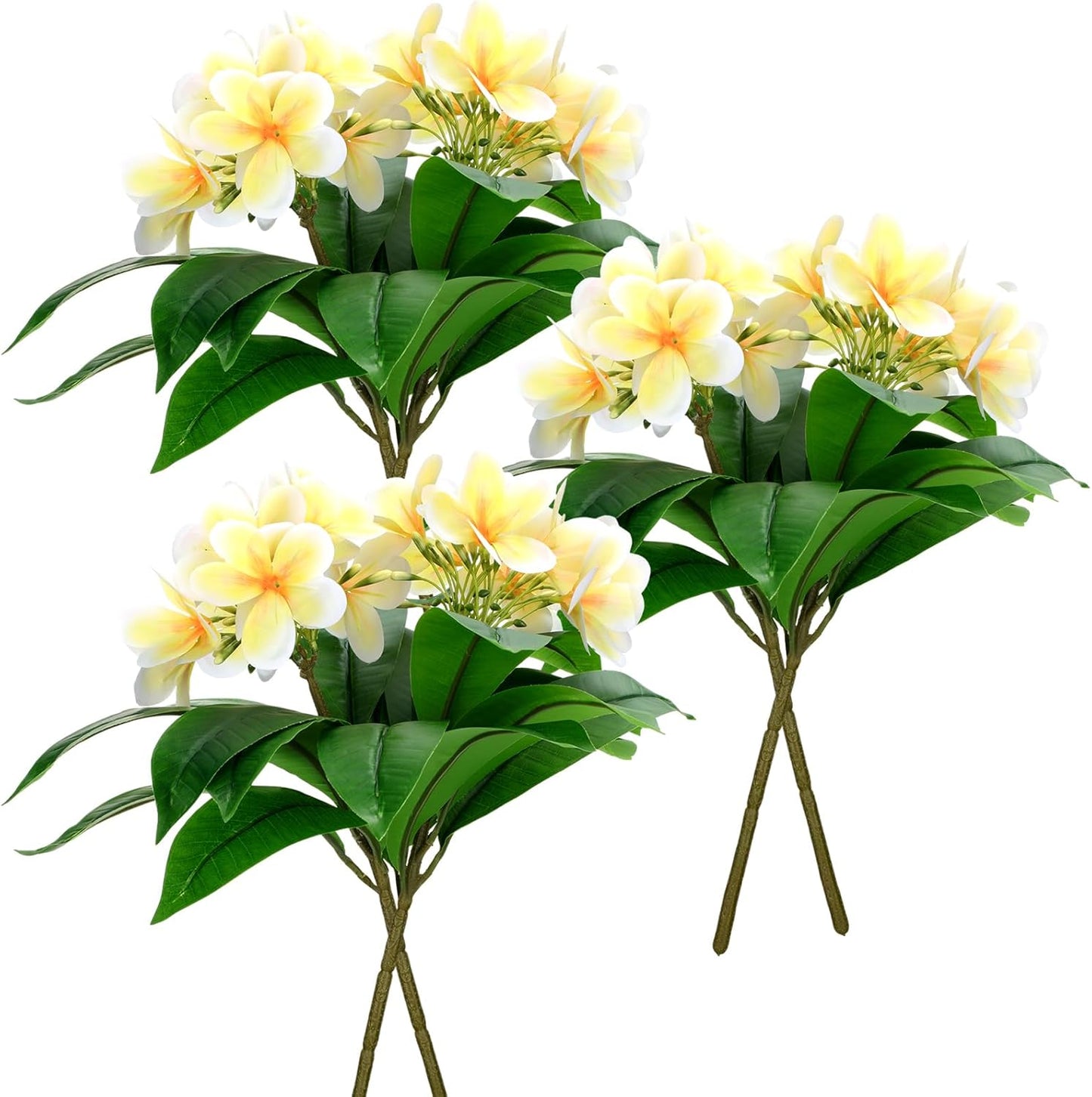 6 Pcs 17.3 inch Yellow Artificial Frangipani Flowers Artificial Plumeria Flowers Artificial Plumeria Frangipani Flower for Home Party Wedding Bouquet Home Decoration