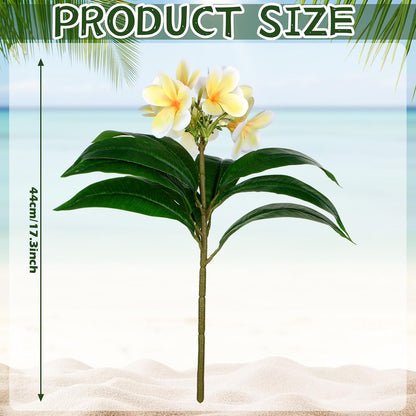 6 Pcs 17.3 inch Yellow Artificial Frangipani Flowers Artificial Plumeria Flowers Artificial Plumeria Frangipani Flower for Home Party Wedding Bouquet Home Decoration
