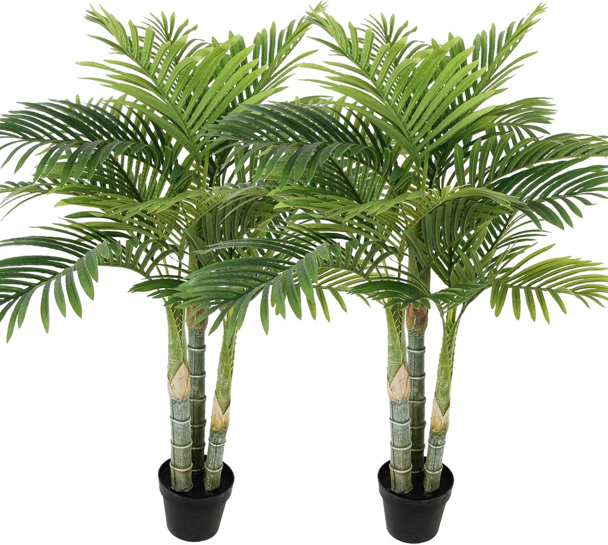 4FT Golden Cane Palm, Artificial Palm Tree Large Tropical Faux Palm Trees UV Resistant, Indoor & Outdoor Fake Plant for Living Room, Outside Patio, Office Home Decor