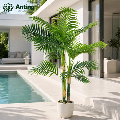 4FT Golden Cane Palm, Artificial Palm Tree Large Tropical Faux Palm Trees UV Resistant, Indoor & Outdoor Fake Plant for Living Room, Outside Patio, Office Home Decor
