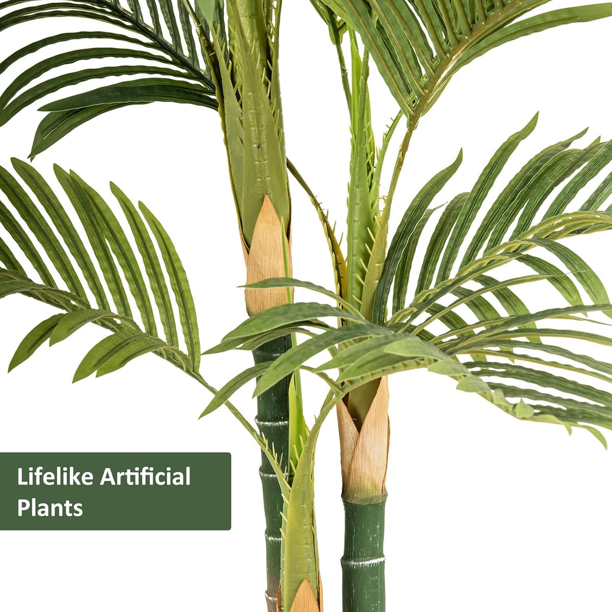 4FT Golden Cane Palm, Artificial Palm Tree Large Tropical Faux Palm Trees UV Resistant, Indoor & Outdoor Fake Plant for Living Room, Outside Patio, Office Home Decor