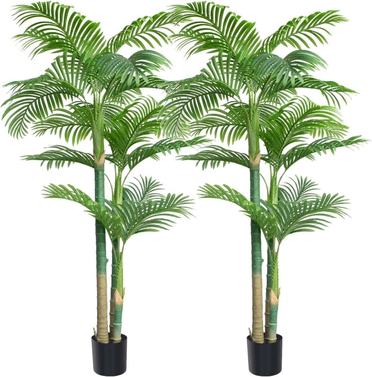 4FT Golden Cane Palm, Artificial Palm Tree Large Tropical Faux Palm Trees UV Resistant, Indoor & Outdoor Fake Plant for Living Room, Outside Patio, Office Home Decor