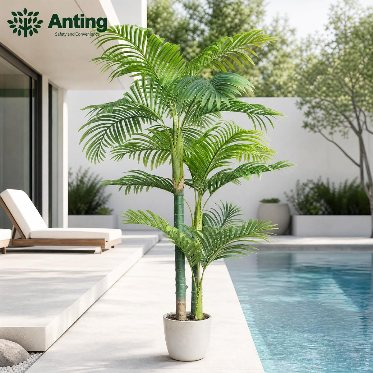 4FT Golden Cane Palm, Artificial Palm Tree Large Tropical Faux Palm Trees UV Resistant, Indoor & Outdoor Fake Plant for Living Room, Outside Patio, Office Home Decor