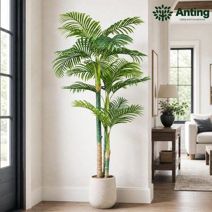 4FT Golden Cane Palm, Artificial Palm Tree Large Tropical Faux Palm Trees UV Resistant, Indoor & Outdoor Fake Plant for Living Room, Outside Patio, Office Home Decor