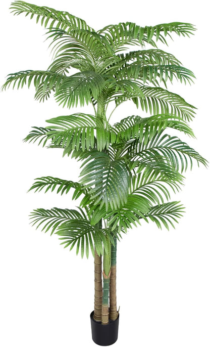 4FT Golden Cane Palm, Artificial Palm Tree Large Tropical Faux Palm Trees UV Resistant, Indoor & Outdoor Fake Plant for Living Room, Outside Patio, Office Home Decor