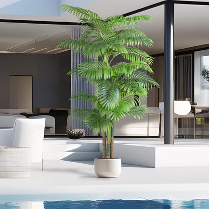 4FT Golden Cane Palm, Artificial Palm Tree Large Tropical Faux Palm Trees UV Resistant, Indoor & Outdoor Fake Plant for Living Room, Outside Patio, Office Home Decor