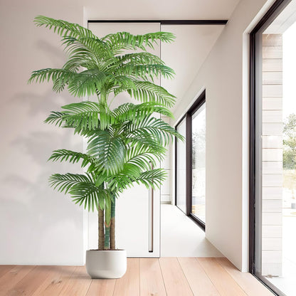 4FT Golden Cane Palm, Artificial Palm Tree Large Tropical Faux Palm Trees UV Resistant, Indoor & Outdoor Fake Plant for Living Room, Outside Patio, Office Home Decor