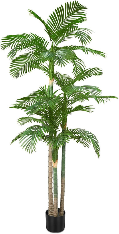 4FT Golden Cane Palm, Artificial Palm Tree Large Tropical Faux Palm Trees UV Resistant, Indoor & Outdoor Fake Plant for Living Room, Outside Patio, Office Home Decor
