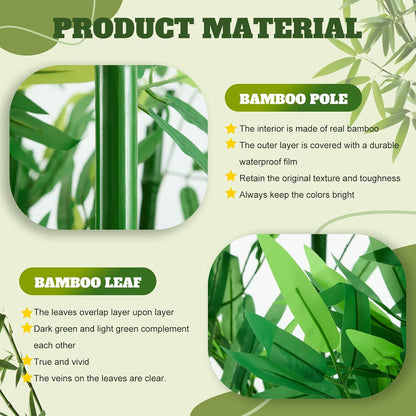 6.6 FT Artificial Bamboo Privacy Screen with 5FT Reinforced Base, 24-Stalk Freestanding Faux Bamboo Trees, Weather-Resistant Outdoor Privacy Divider for Patio, Balcony, Deck, Office and Indoor Decor