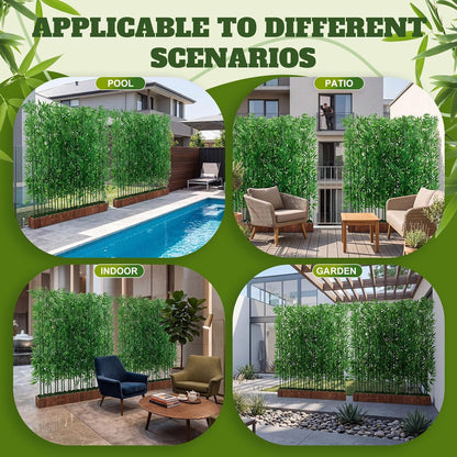 6.6 FT Artificial Bamboo Privacy Screen with 5FT Reinforced Base, 24-Stalk Freestanding Faux Bamboo Trees, Weather-Resistant Outdoor Privacy Divider for Patio, Balcony, Deck, Office and Indoor Decor