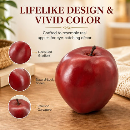 12 Pcs Artificial Red Apples Fake Fruit Faux Apples Realistic Fruits for Home Kitchen Table Fruit Bowl Home Decor Photography Props