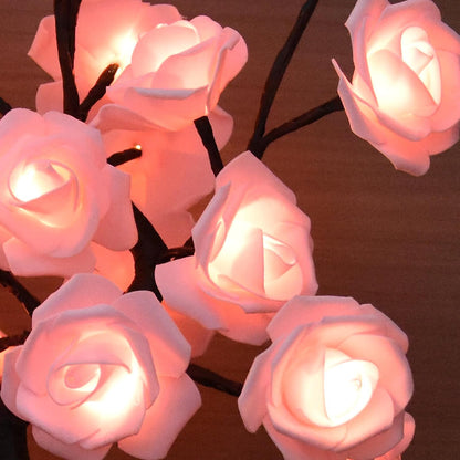 24 LED Orange Rose Tree Light, Artificial Bonsai Flower Table Lamp, USB Battery Powered Romantic Night Light for Bedroom Living Room Party Wedding, Valentine's Day Mother's Day for Her