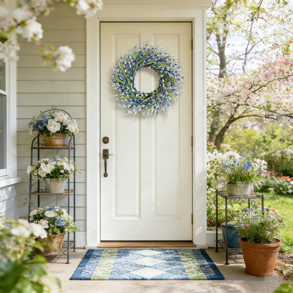 22 Inch Spring Yellow Forsythia Leaf Wreath, for Front Door Window Porch Living Room Mantel Farmhouse Spring Home Decor Gift