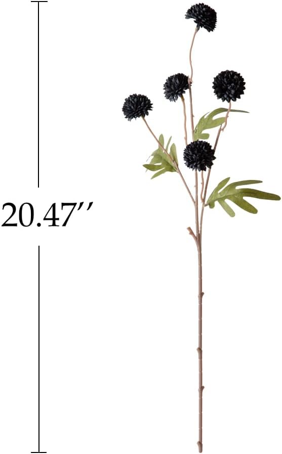 Artificial Kiku Flower White - 5 Pcs Fake Pompon Mums Silk Small Chrysanthemum Faux Ball Fall Flower Stem Decor for Autumn Wedding Filler DIY Bouquet Centerpieces Arrangements Shower