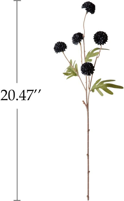 Artificial Kiku Flower White - 5 Pcs Fake Pompon Mums Silk Small Chrysanthemum Faux Ball Fall Flower Stem Decor for Autumn Wedding Filler DIY Bouquet Centerpieces Arrangements Shower