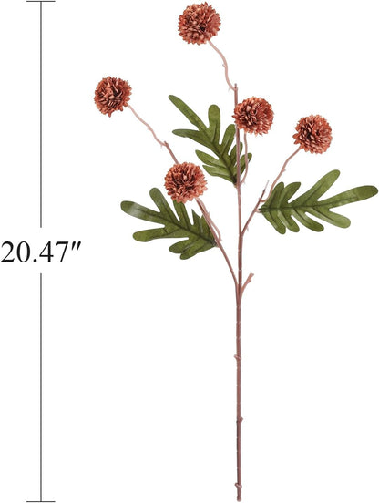 Artificial Kiku Flower White - 5 Pcs Fake Pompon Mums Silk Small Chrysanthemum Faux Ball Fall Flower Stem Decor for Autumn Wedding Filler DIY Bouquet Centerpieces Arrangements Shower