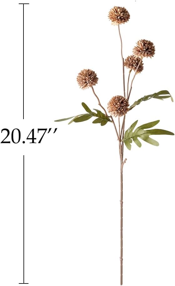 Artificial Kiku Flower White - 5 Pcs Fake Pompon Mums Silk Small Chrysanthemum Faux Ball Fall Flower Stem Decor for Autumn Wedding Filler DIY Bouquet Centerpieces Arrangements Shower