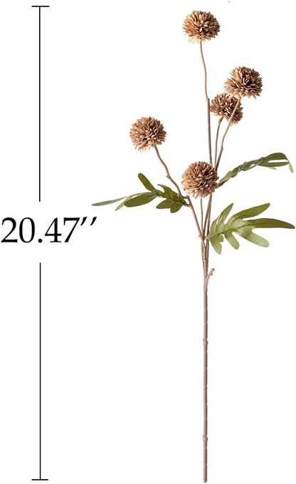Artificial Kiku Flower White - 5 Pcs Fake Pompon Mums Silk Small Chrysanthemum Faux Ball Fall Flower Stem Decor for Autumn Wedding Filler DIY Bouquet Centerpieces Arrangements Shower