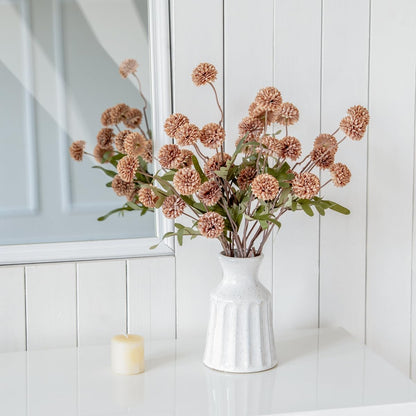 Artificial Kiku Flower White - 5 Pcs Fake Pompon Mums Silk Small Chrysanthemum Faux Ball Fall Flower Stem Decor for Autumn Wedding Filler DIY Bouquet Centerpieces Arrangements Shower