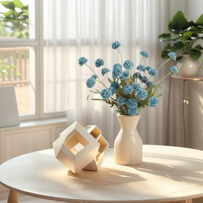 Artificial Kiku Flower White - 5 Pcs Fake Pompon Mums Silk Small Chrysanthemum Faux Ball Fall Flower Stem Decor for Autumn Wedding Filler DIY Bouquet Centerpieces Arrangements Shower