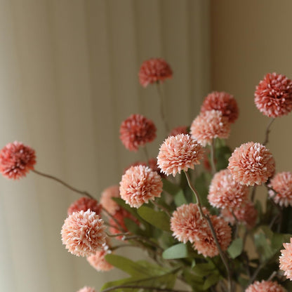 Artificial Kiku Flower White - 5 Pcs Fake Pompon Mums Silk Small Chrysanthemum Faux Ball Fall Flower Stem Decor for Autumn Wedding Filler DIY Bouquet Centerpieces Arrangements Shower