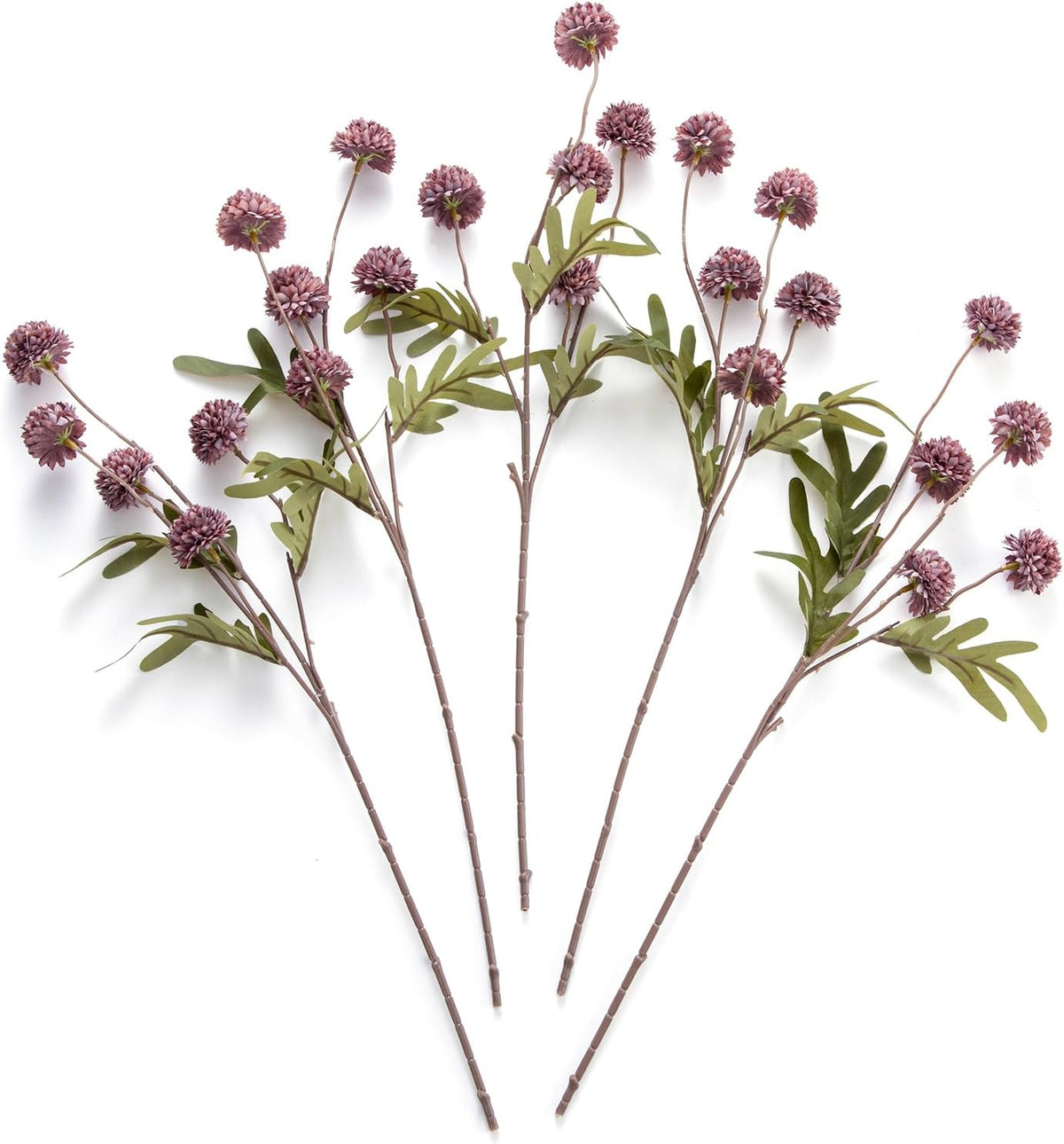 Artificial Kiku Flower White - 5 Pcs Fake Pompon Mums Silk Small Chrysanthemum Faux Ball Fall Flower Stem Decor for Autumn Wedding Filler DIY Bouquet Centerpieces Arrangements Shower