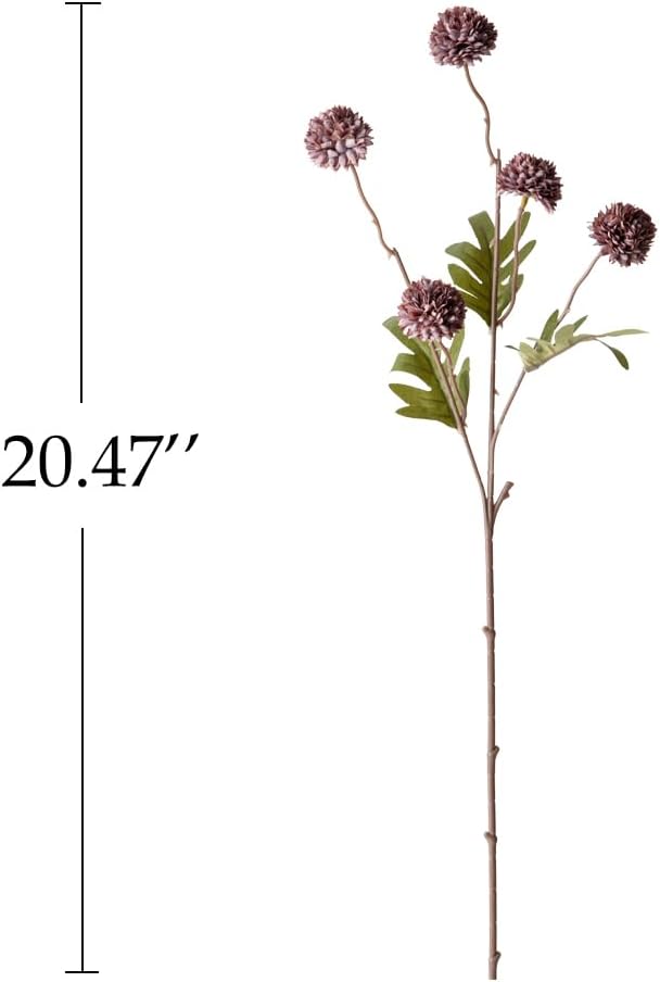 Artificial Kiku Flower White - 5 Pcs Fake Pompon Mums Silk Small Chrysanthemum Faux Ball Fall Flower Stem Decor for Autumn Wedding Filler DIY Bouquet Centerpieces Arrangements Shower