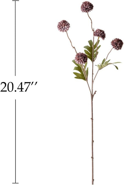 Artificial Kiku Flower White - 5 Pcs Fake Pompon Mums Silk Small Chrysanthemum Faux Ball Fall Flower Stem Decor for Autumn Wedding Filler DIY Bouquet Centerpieces Arrangements Shower