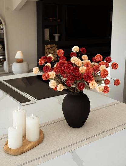 Artificial Kiku Flower White - 5 Pcs Fake Pompon Mums Silk Small Chrysanthemum Faux Ball Fall Flower Stem Decor for Autumn Wedding Filler DIY Bouquet Centerpieces Arrangements Shower