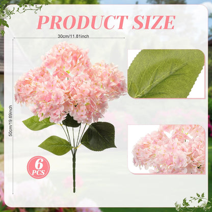 Hydrangea Artificial Flower Bush for Outdoor 19.6inch Large Silk Hydrangea 5 Heads Realistic UV Resistant Fake Flower for Porch Bouquet Window Box Wedding Indoor(2 Pcs,Blue)
