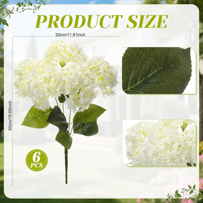 Hydrangea Artificial Flower Bush for Outdoor 19.6inch Large Silk Hydrangea 5 Heads Realistic UV Resistant Fake Flower for Porch Bouquet Window Box Wedding Indoor(2 Pcs,Blue)