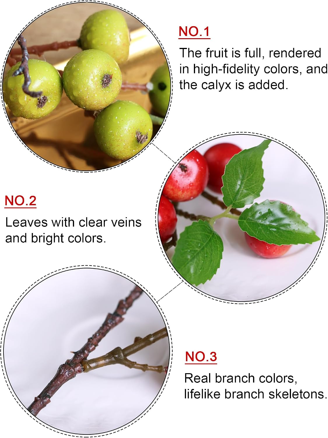 Like Natural 4Pcs 21.6 Inch Faux Berries Artificial Berry Branches Fruits Artificial Flowers for Christmas Home Decorations Living Room Table Vase Decor Office Gifts Indoor