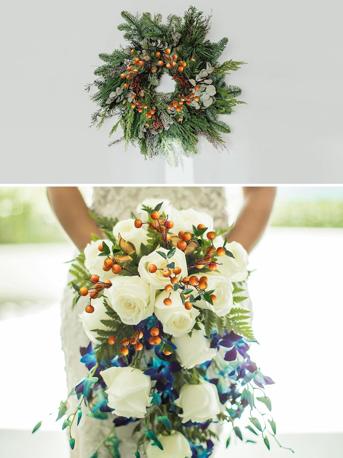 Like Natural 4Pcs 21.6 Inch Faux Berries Artificial Berry Branches Fruits Artificial Flowers for Christmas Home Decorations Living Room Table Vase Decor Office Gifts Indoor