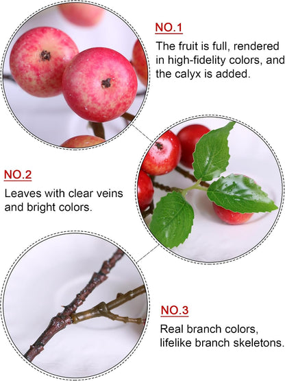 Like Natural 4Pcs 21.6 Inch Faux Berries Artificial Berry Branches Fruits Artificial Flowers for Christmas Home Decorations Living Room Table Vase Decor Office Gifts Indoor