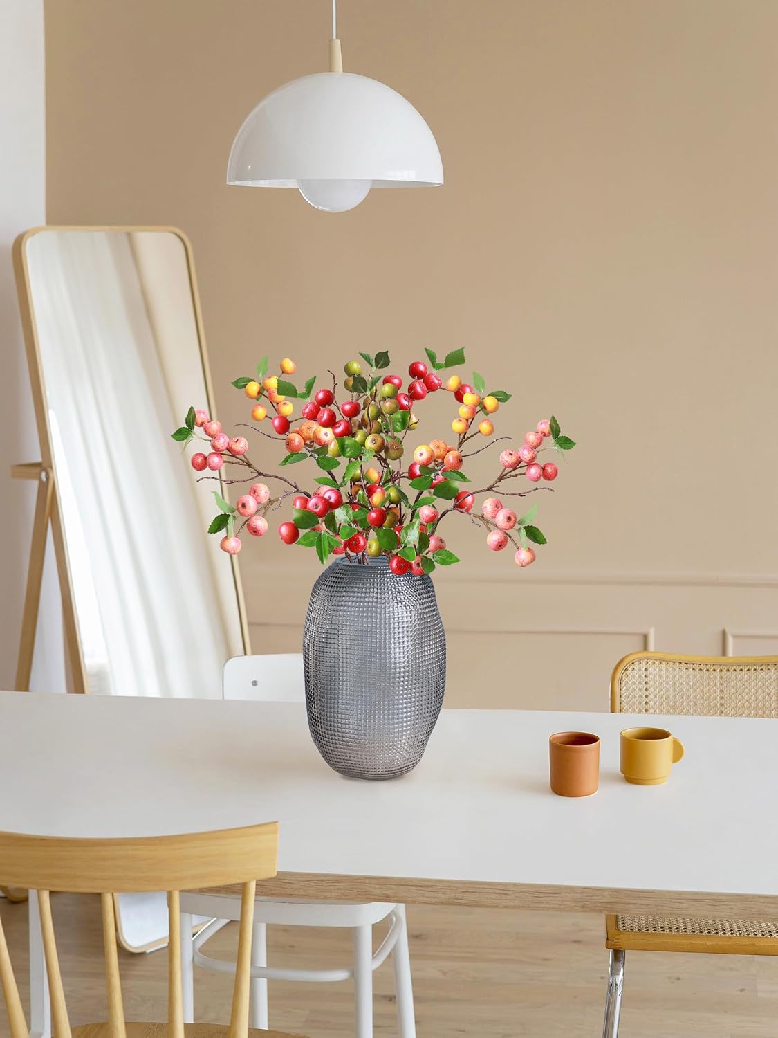 Like Natural 4Pcs 21.6 Inch Faux Berries Artificial Berry Branches Fruits Artificial Flowers for Christmas Home Decorations Living Room Table Vase Decor Office Gifts Indoor